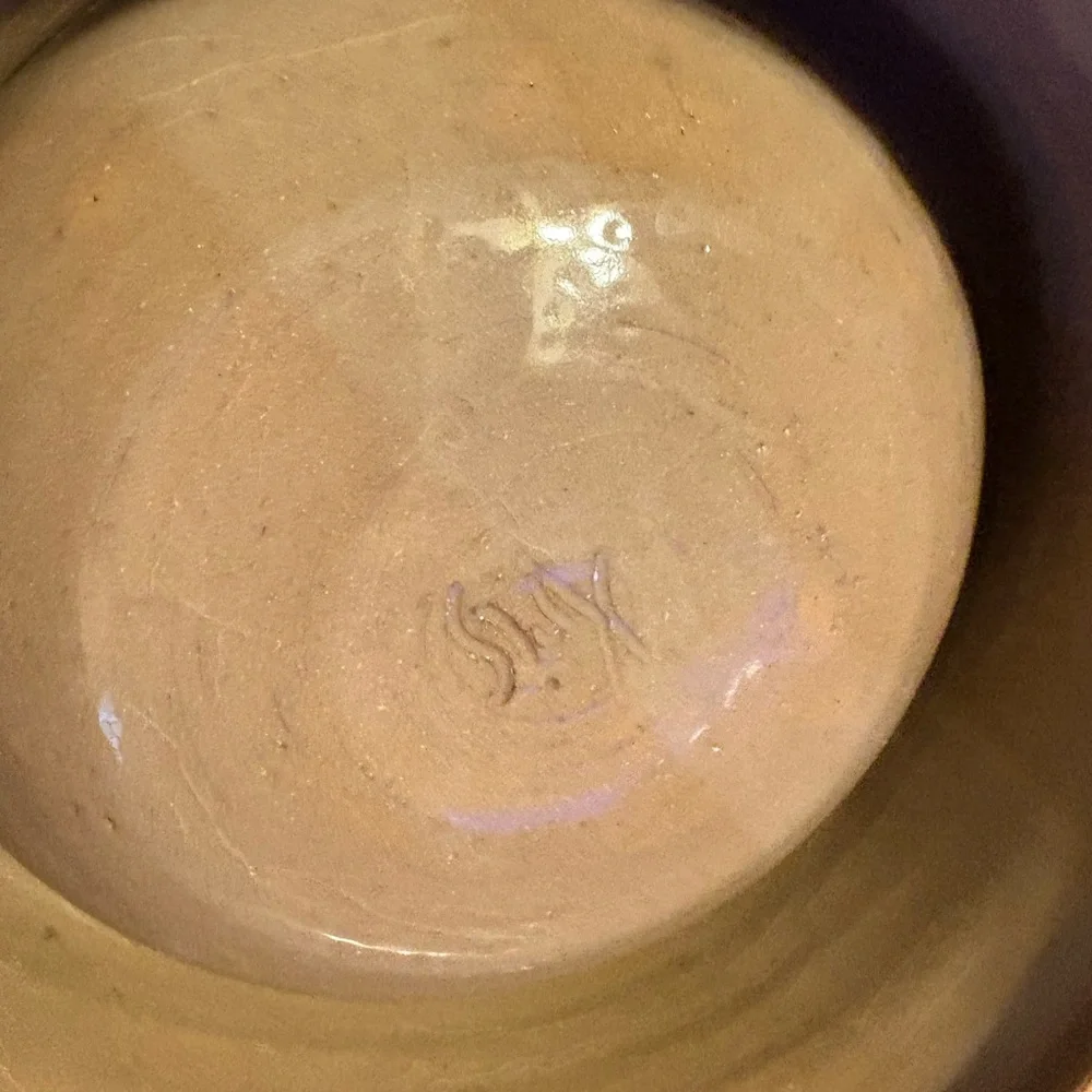 Stoneware Art Pottery-- grey and blue Dog Food Bowl